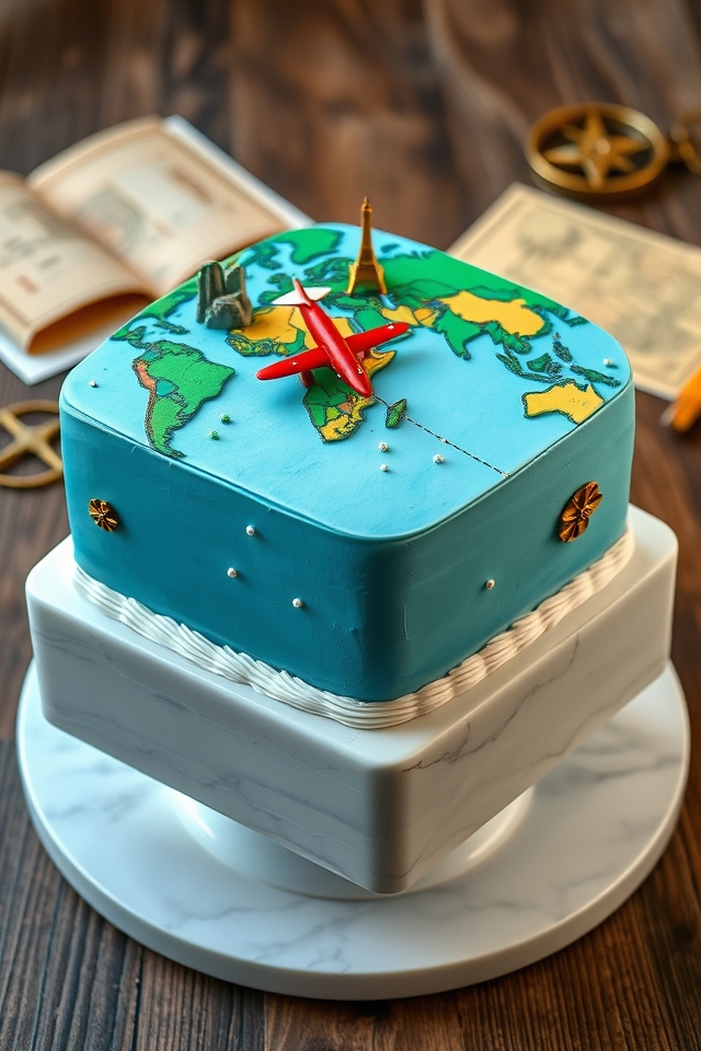 adventure travel map cake