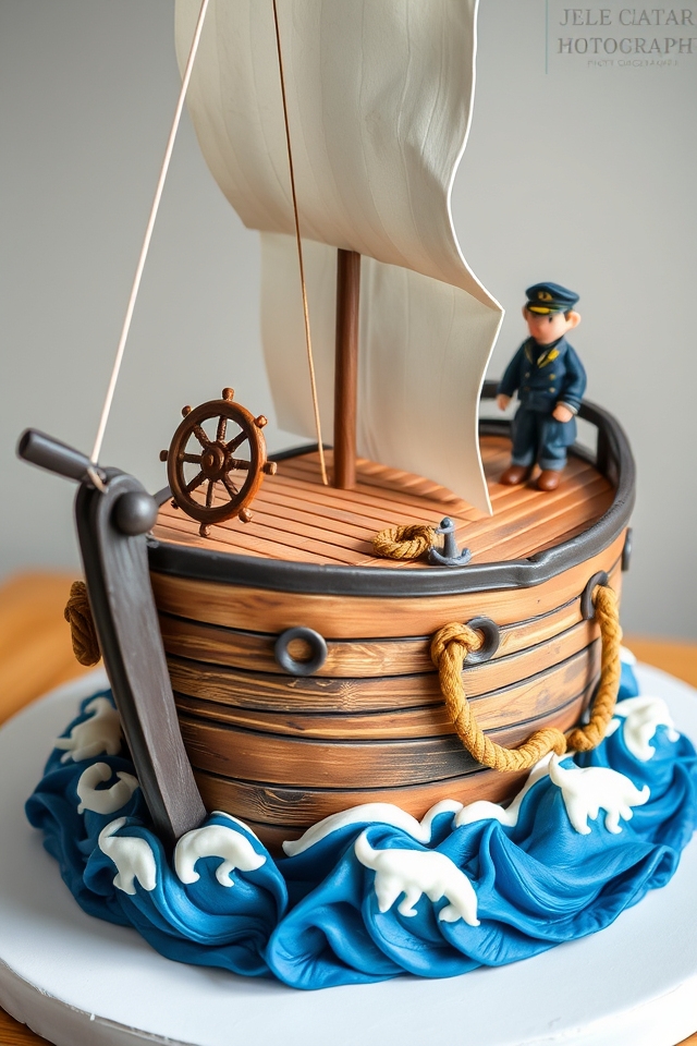 adventurous nautical ship cake