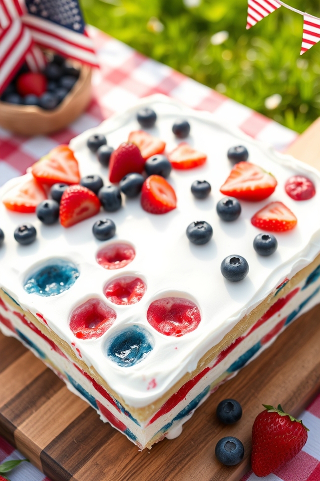 american flag poke cake