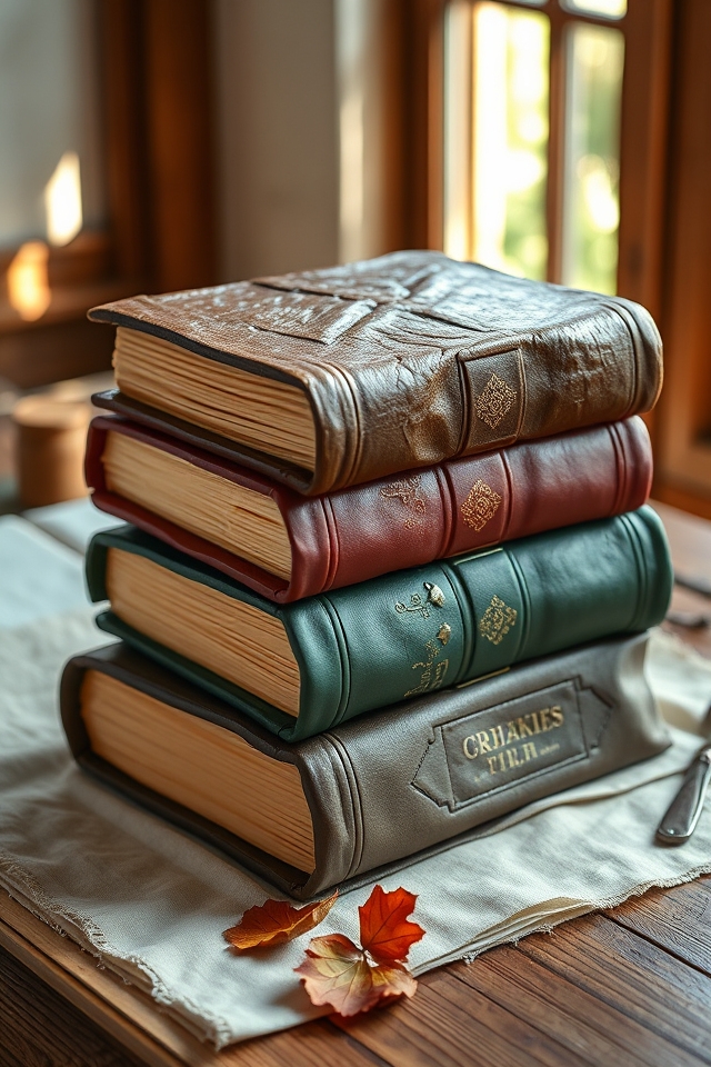 antique weathered book stack
