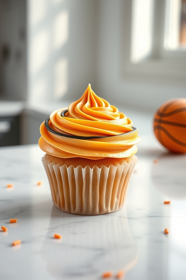 basketball swirl orange frosting
