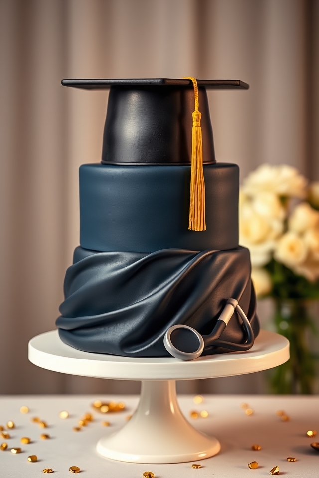 black fondant cap stethoscope