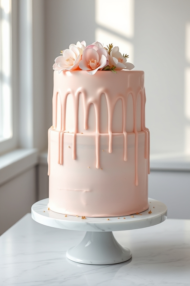 blush pink drip cake