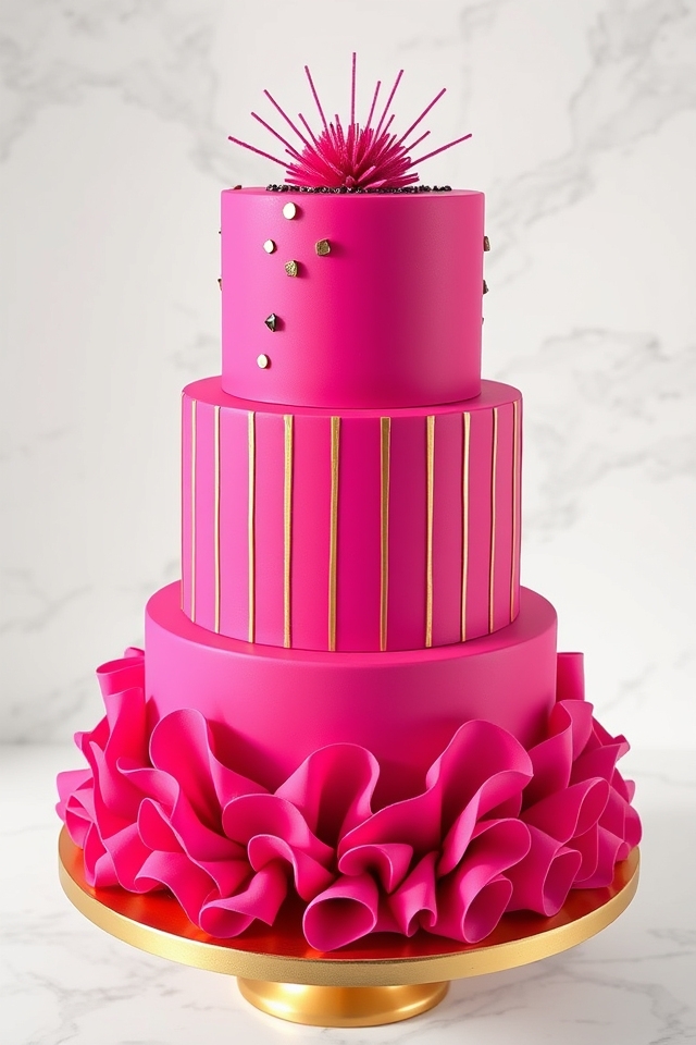 bold fuchsia statement cake
