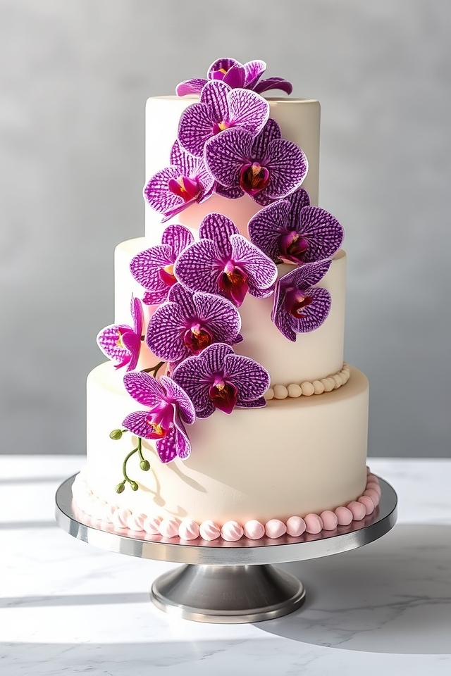 bold orchid cake accents