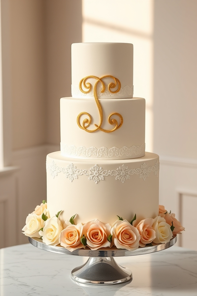 bold personalized monogram cake