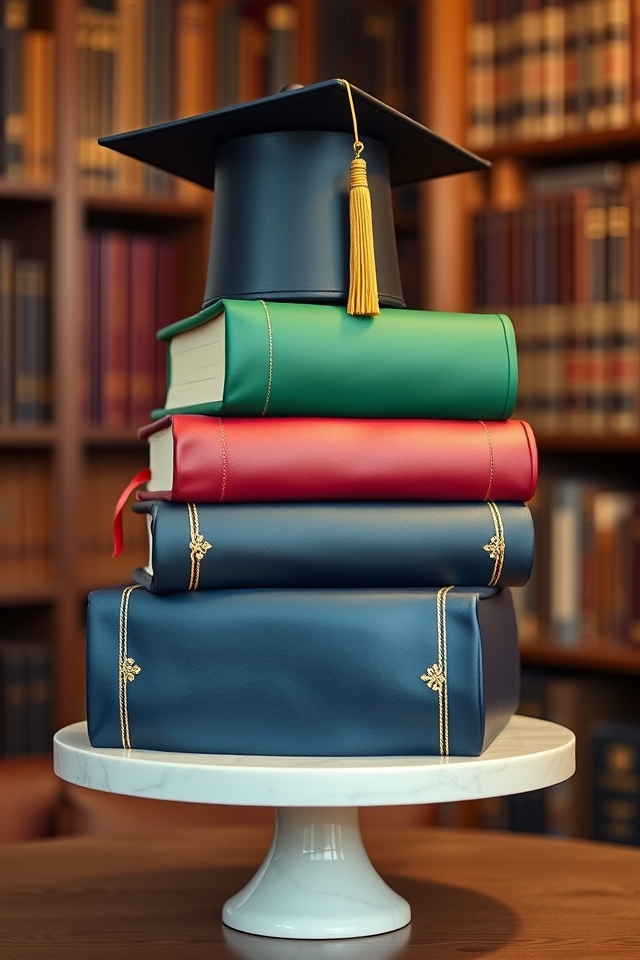 book stack graduation motif
