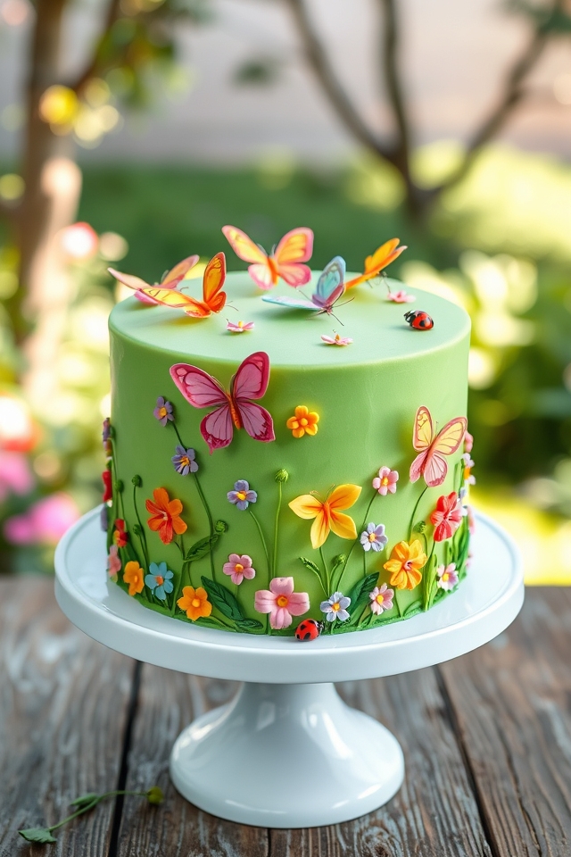 bright butterfly meadow cake