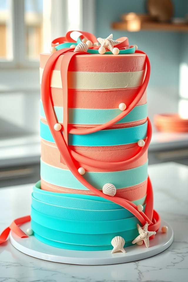 bright coral turquoise layers