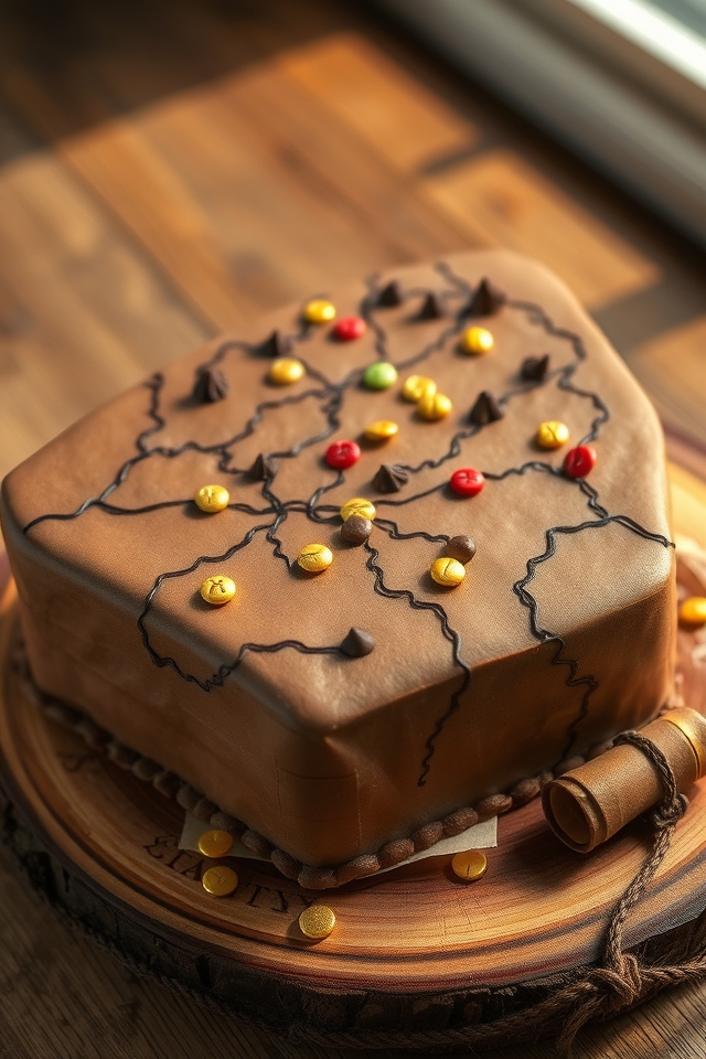 brown fondant treasure map