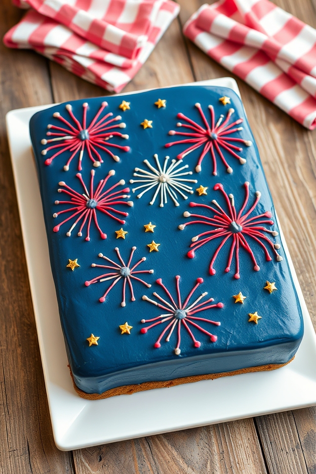 bursting fireworks sheet cake