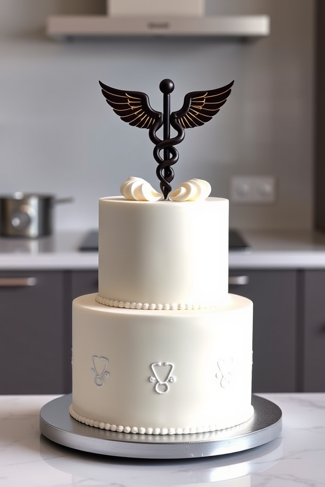 caduceus fondant gold accents