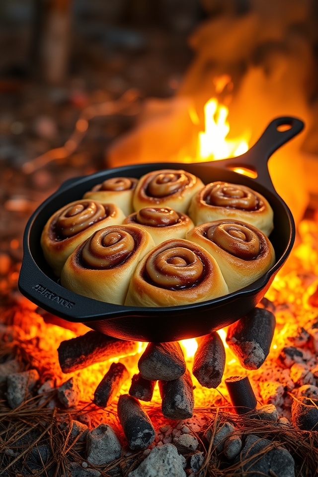 campfire baked cinnamon rolls