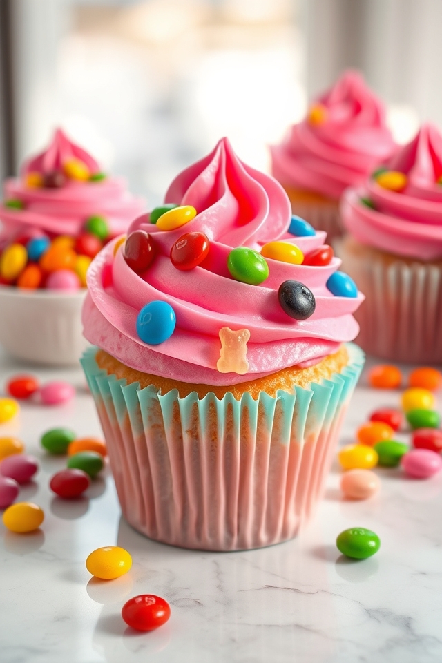candy surprises in cupcakes