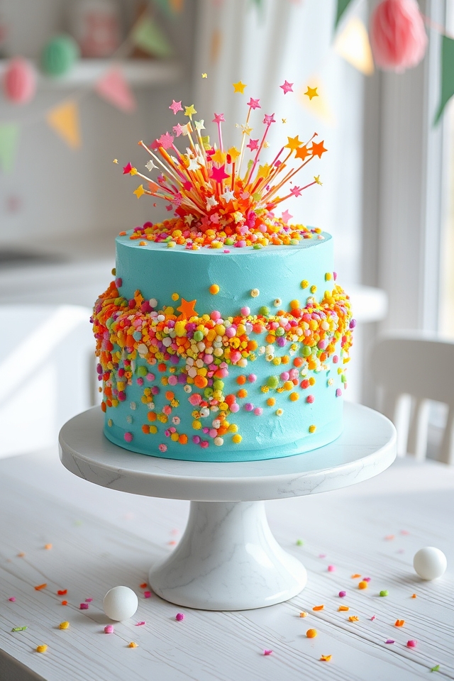 cascading colorful confetti burst