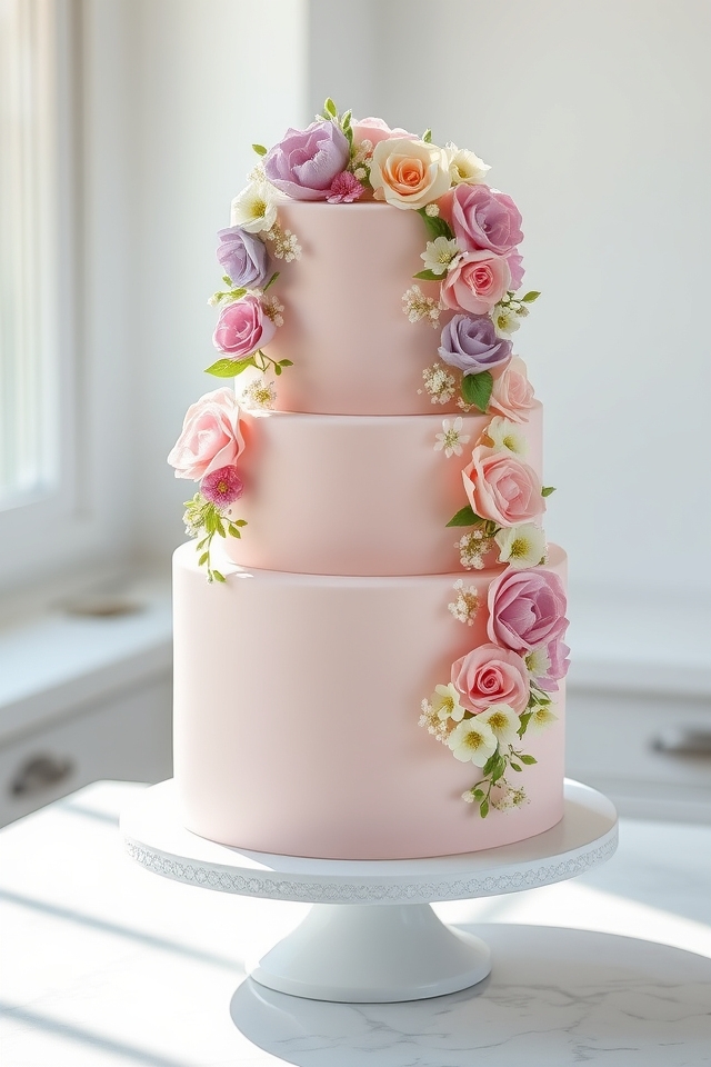 cascading pastel edible flowers