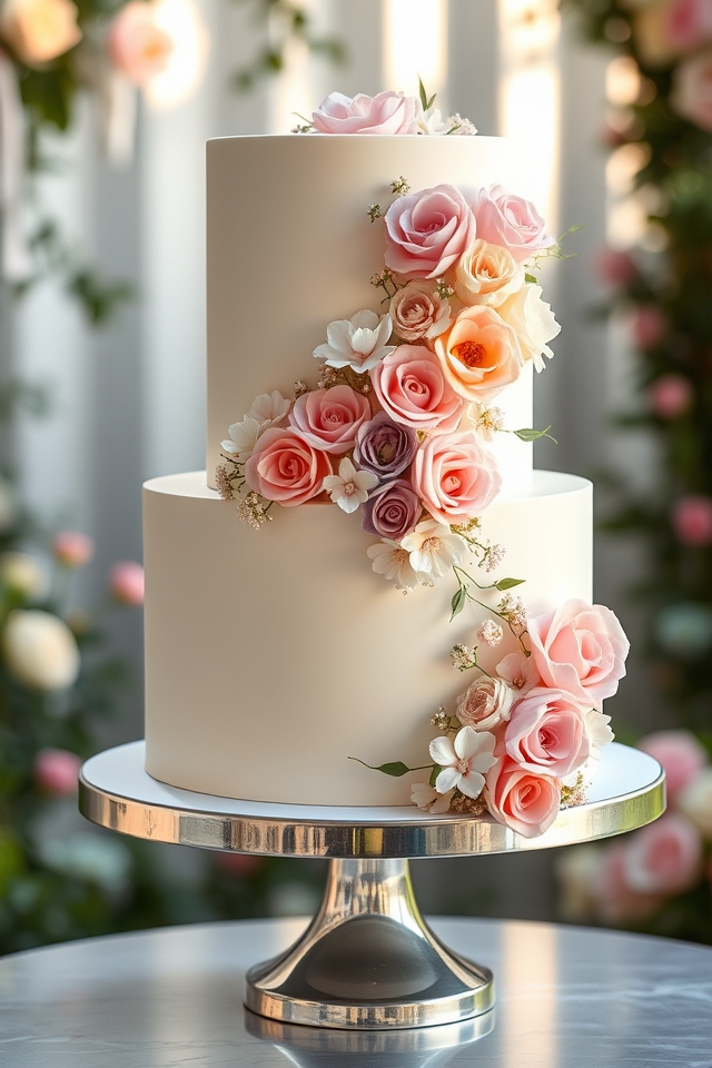 cascading pastel sugar flowers