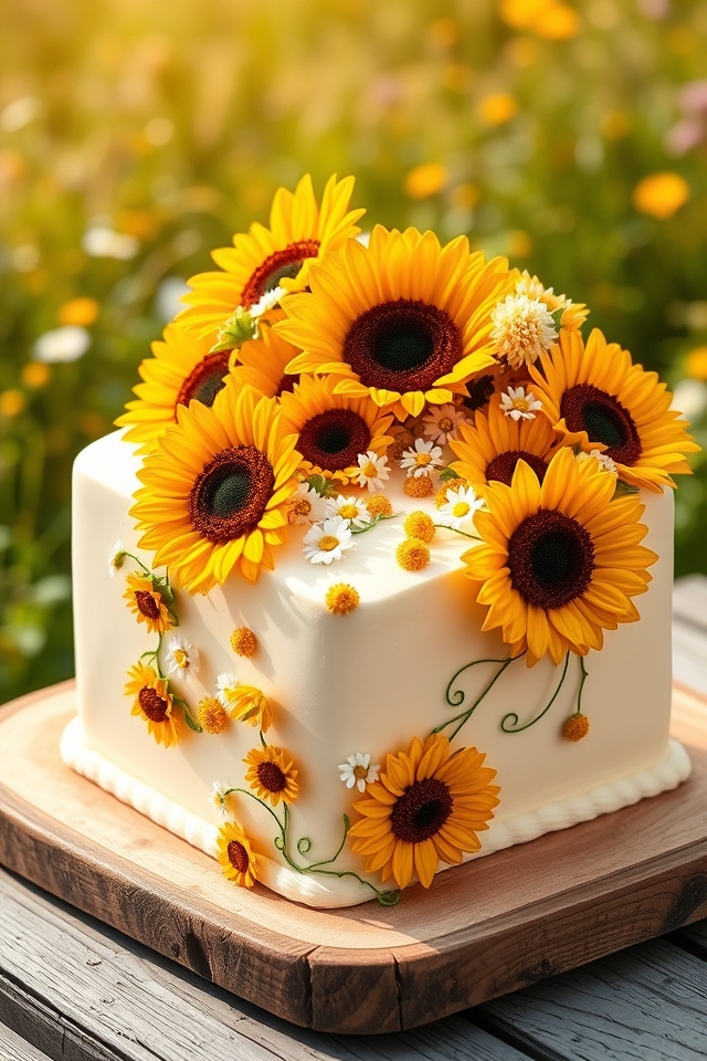 cascading vibrant sunflower daisies