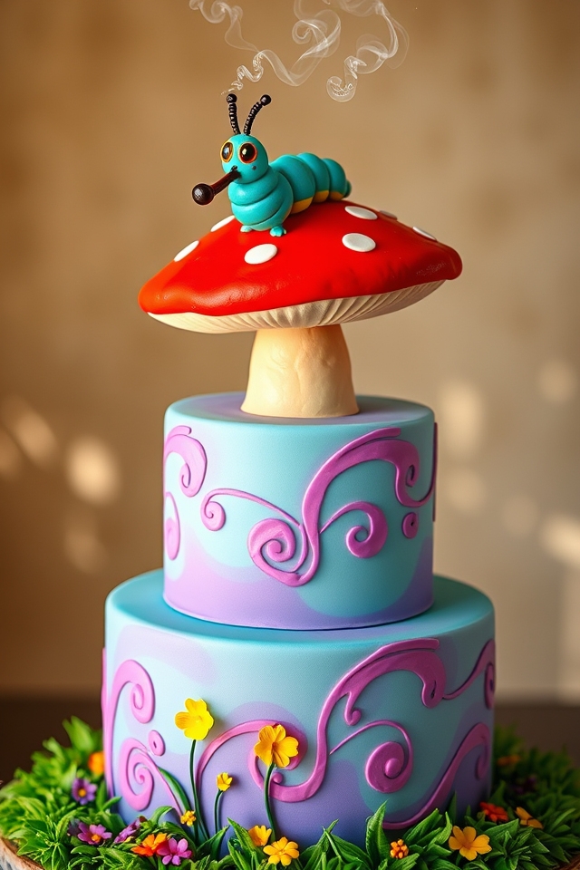 caterpillar s whimsical mushroom cake