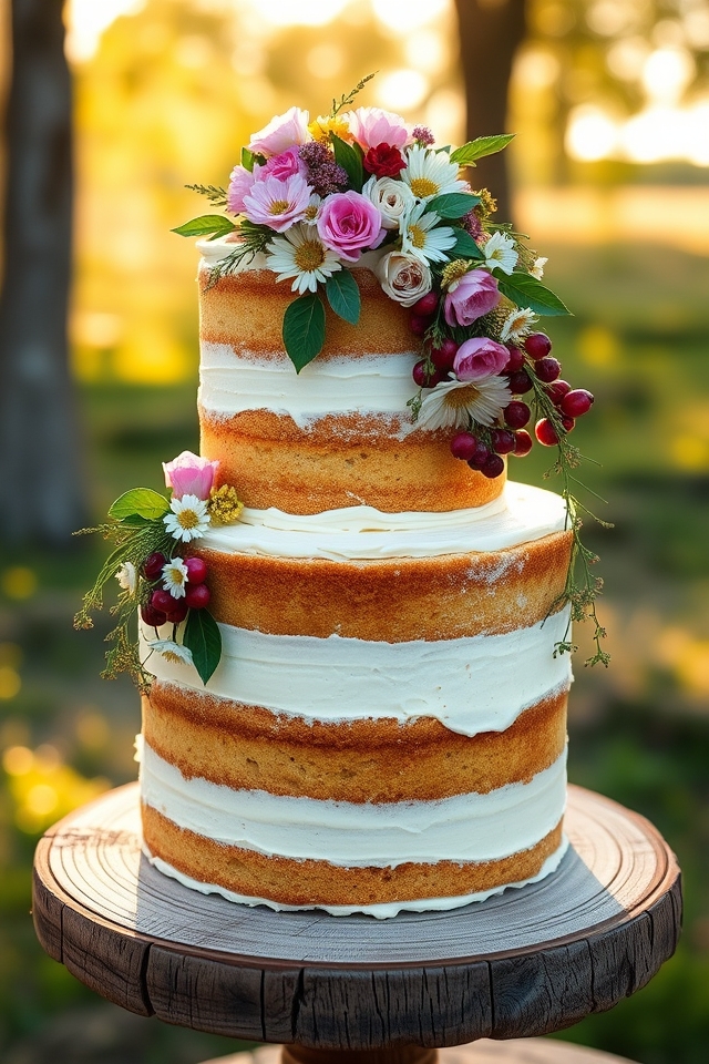 charming rustic naked cakes