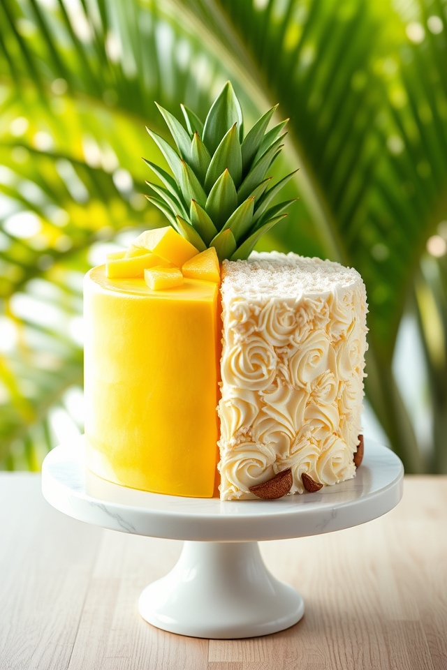cheerful split pineapple coconut