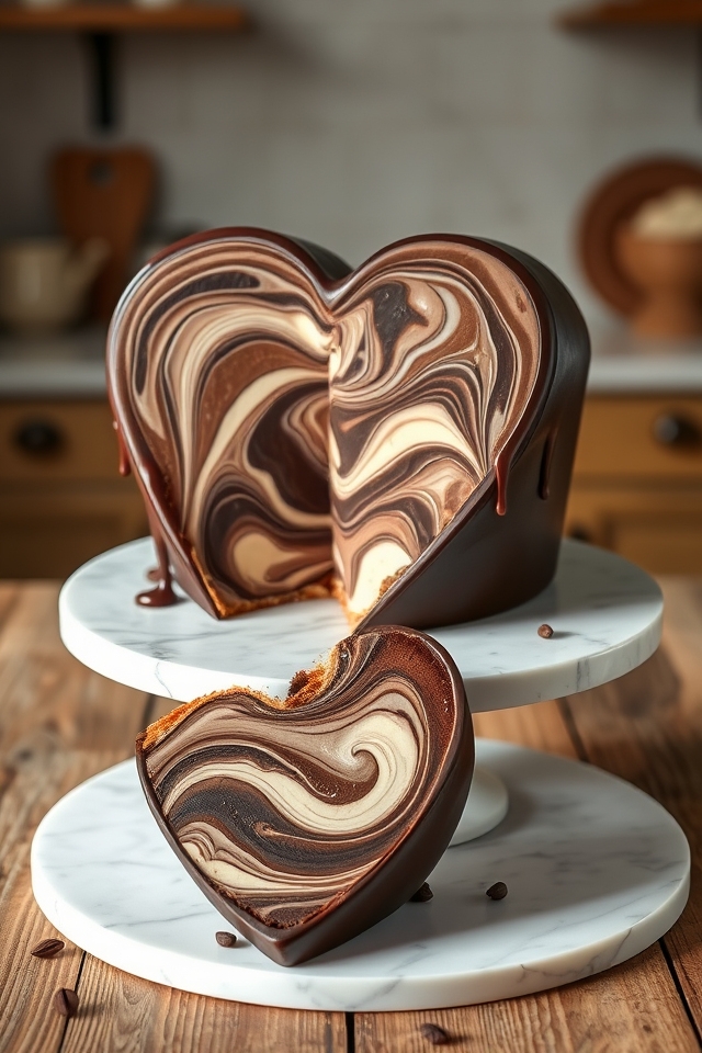 chocolate vanilla marbled heart