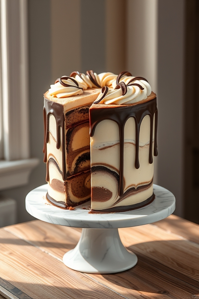 chocolate vanilla swirl design