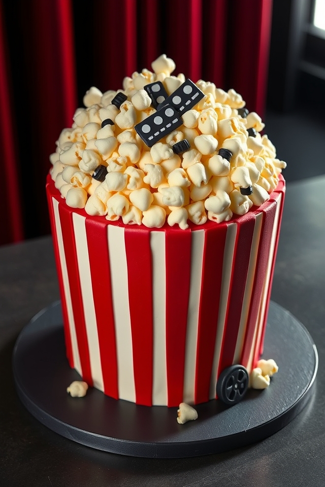 cinematic popcorn bucket cake