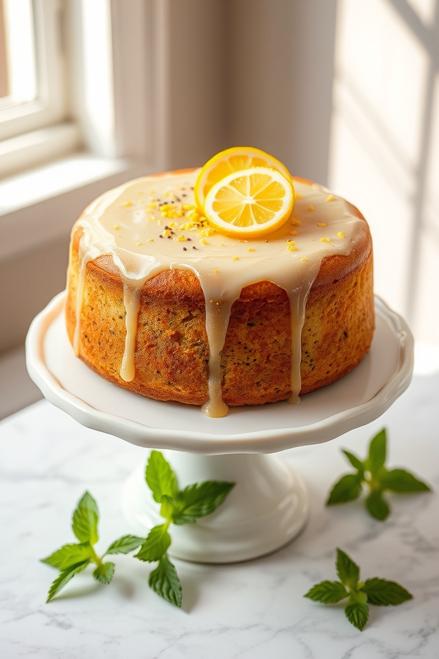 citrus infused lemon poppy cake