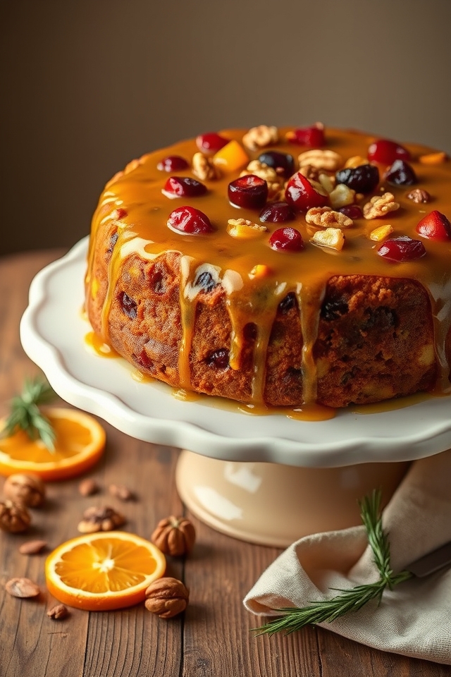 citrusy honey glazed fruitcake