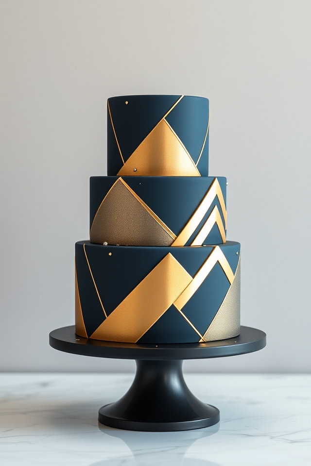 contemporary bold geometric cakes