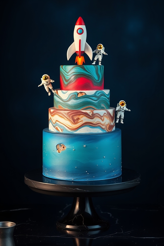 cosmic blue rocket cake