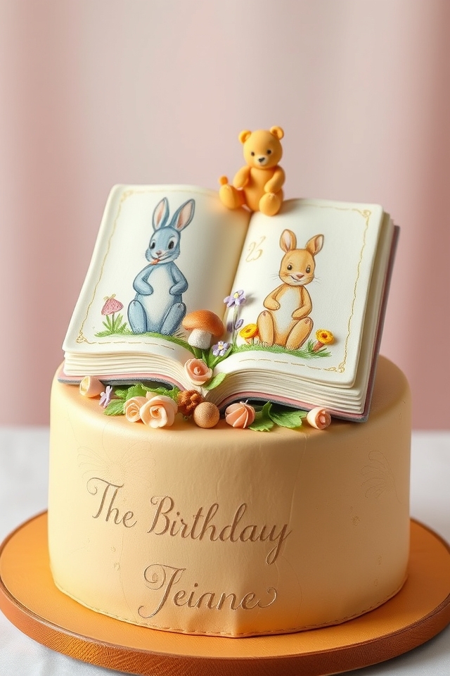 cozy storybook character cake