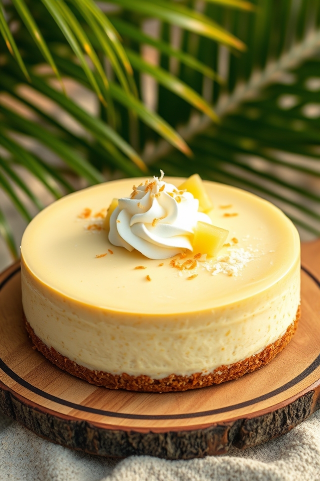 creamy coconut pineapple cheesecake