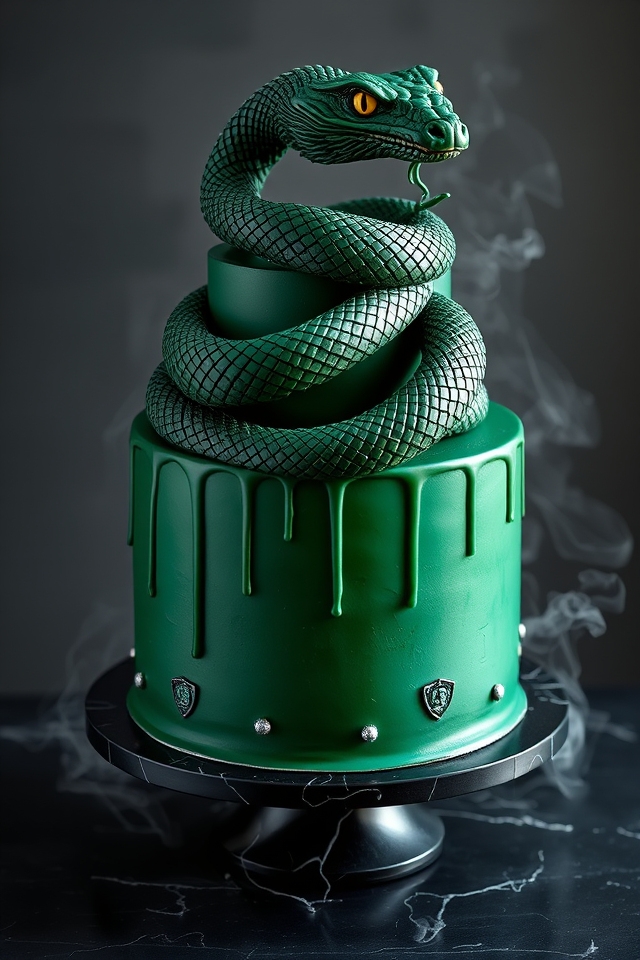 cunning green serpent cake