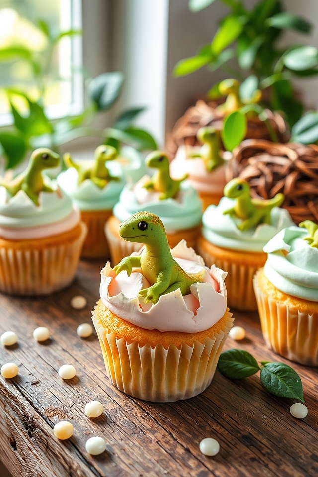 cute dinosaur hatchling cupcakes