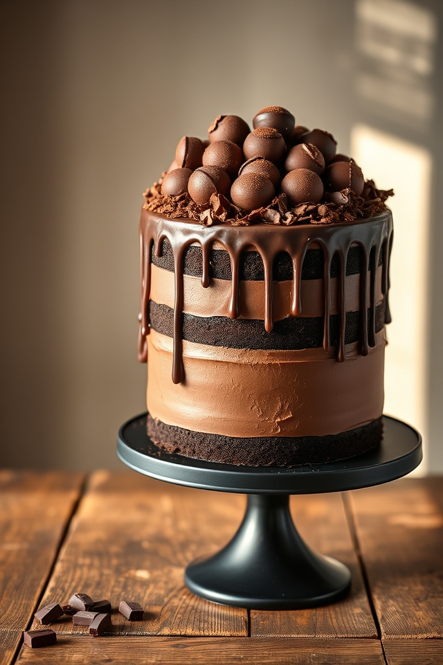 decadent multi layered chocolate cake