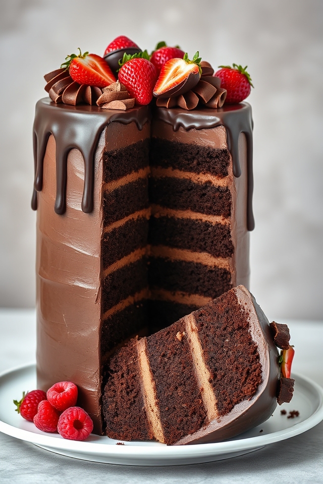 decadent multi layered chocolate cake