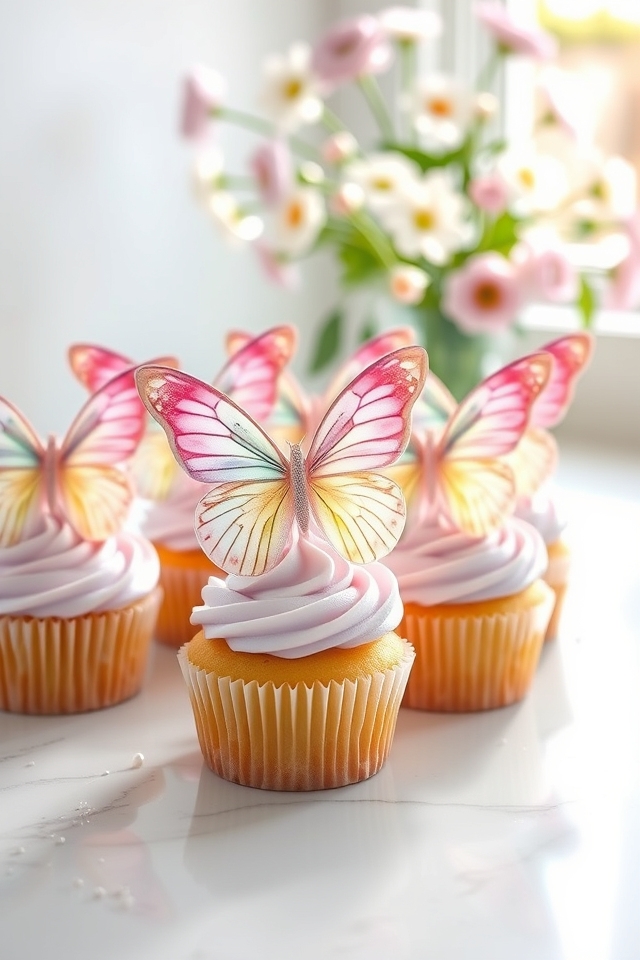delicate butterfly wing cupcakes