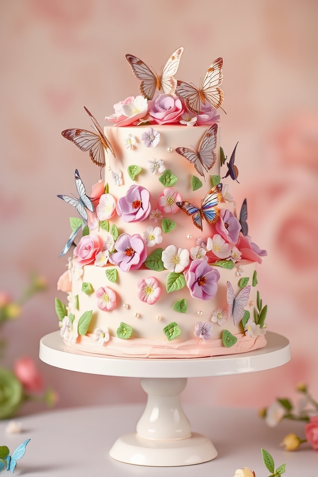 delicate pastel butterfly garden