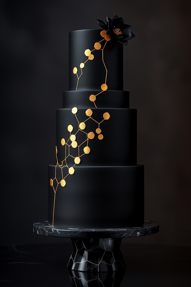 dramatic black gold elegance