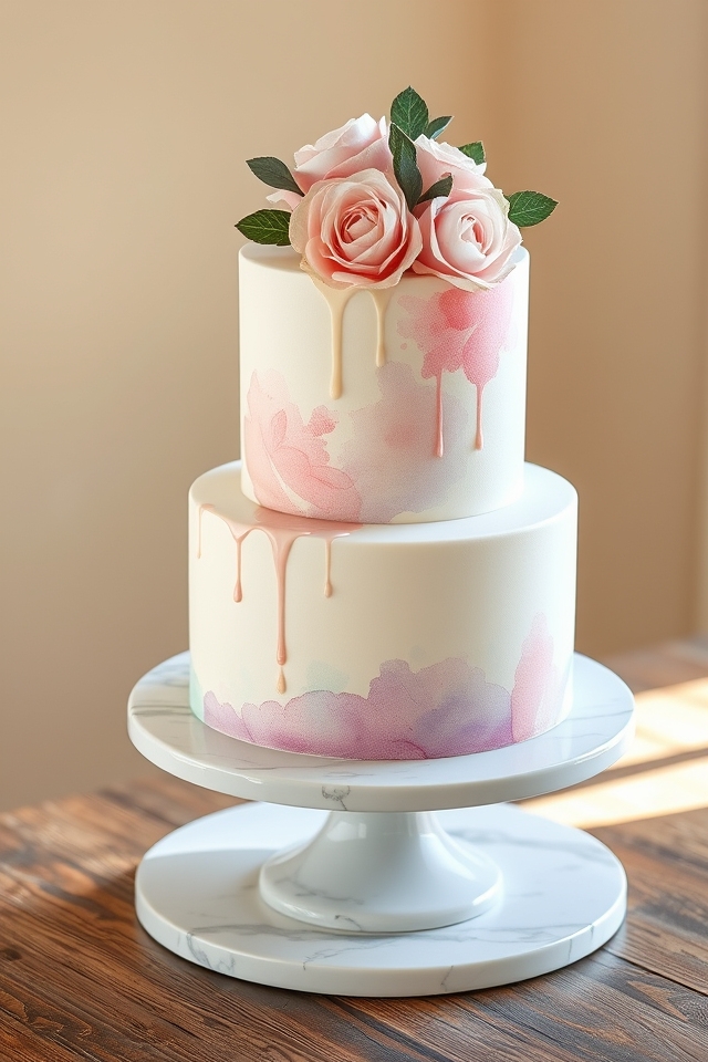 dreamy watercolor birthday cakes