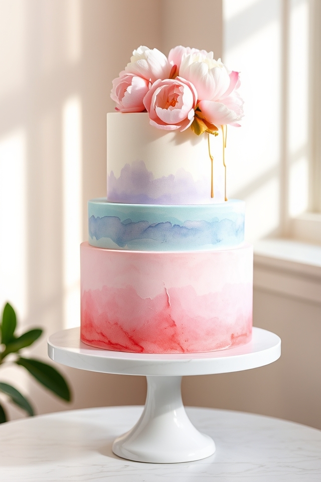 dreamy watercolor blended cakes