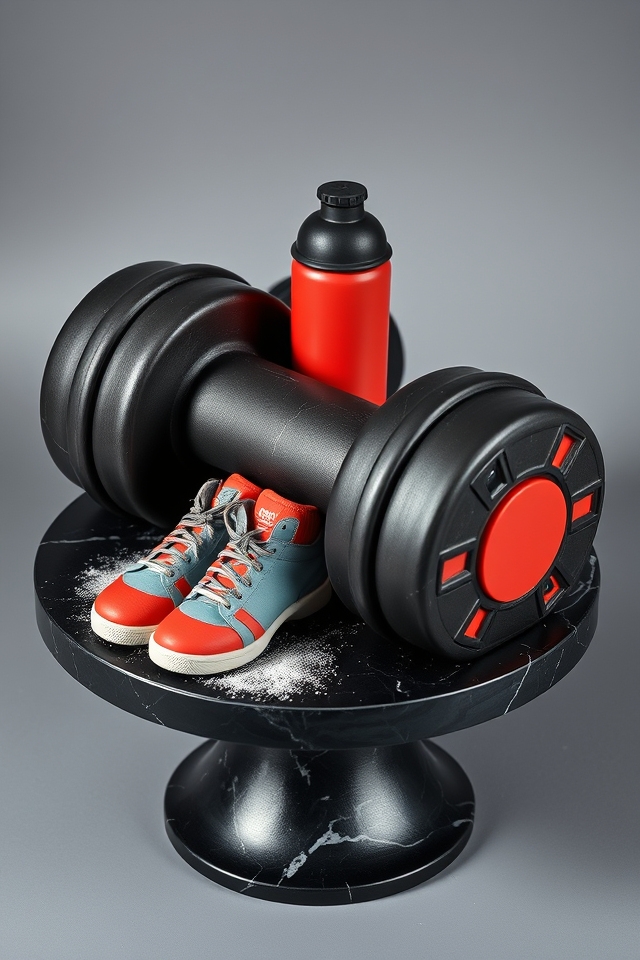 dumbbell shaped gym cake