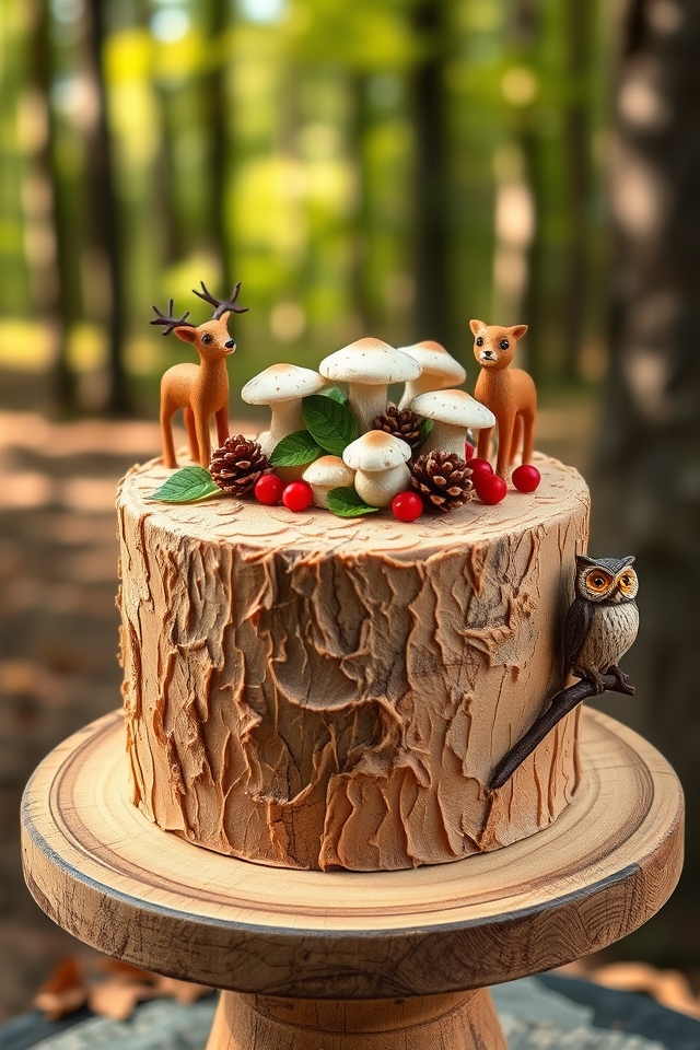 earthy toned woodland cake
