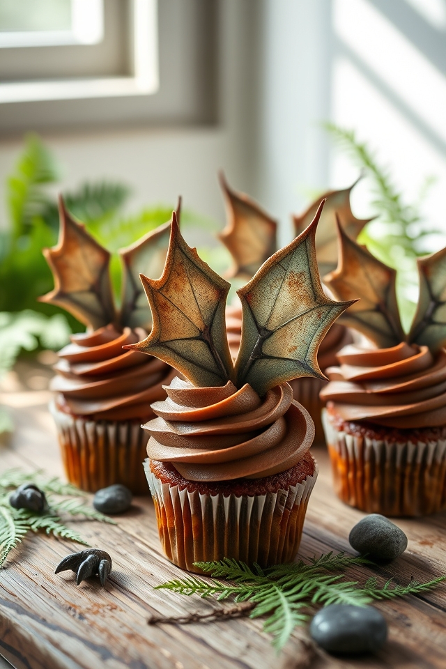 edible pterodactyl wing cupcakes