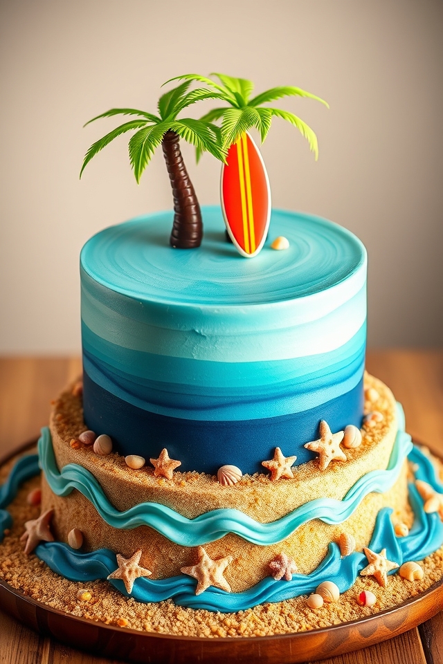edible tropical beach cake