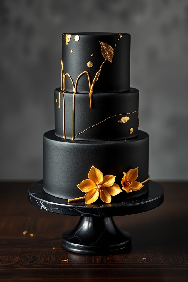 elegant black gold cakes