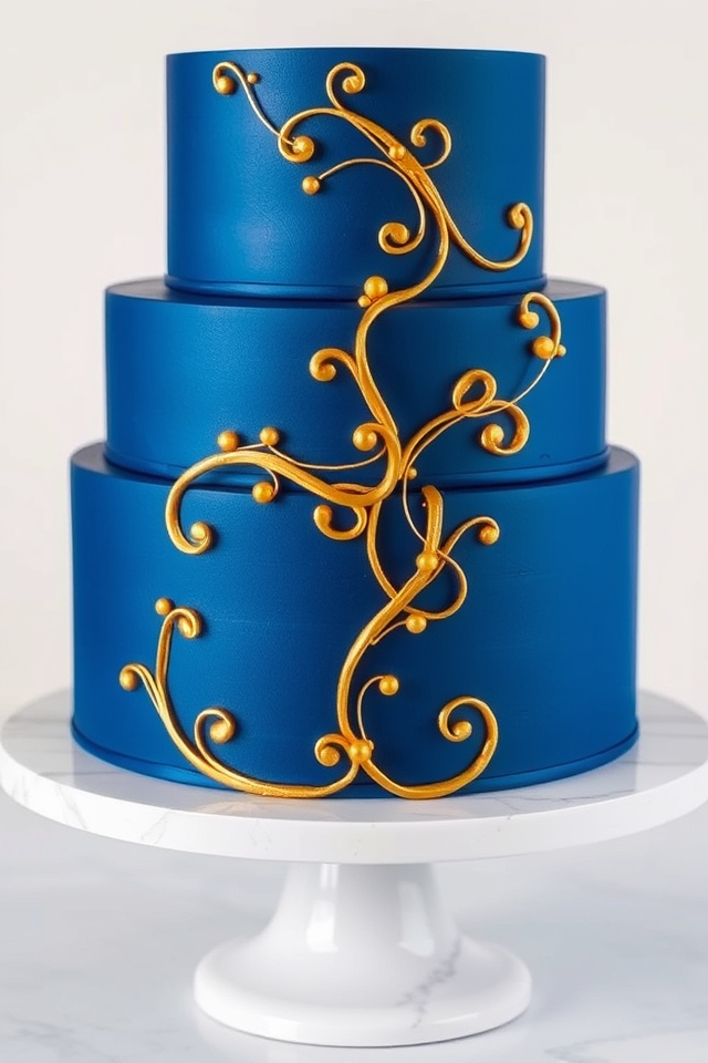 elegant blue gold ribbons