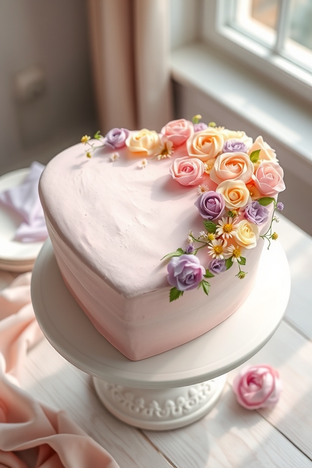 elegant buttercream floral heart